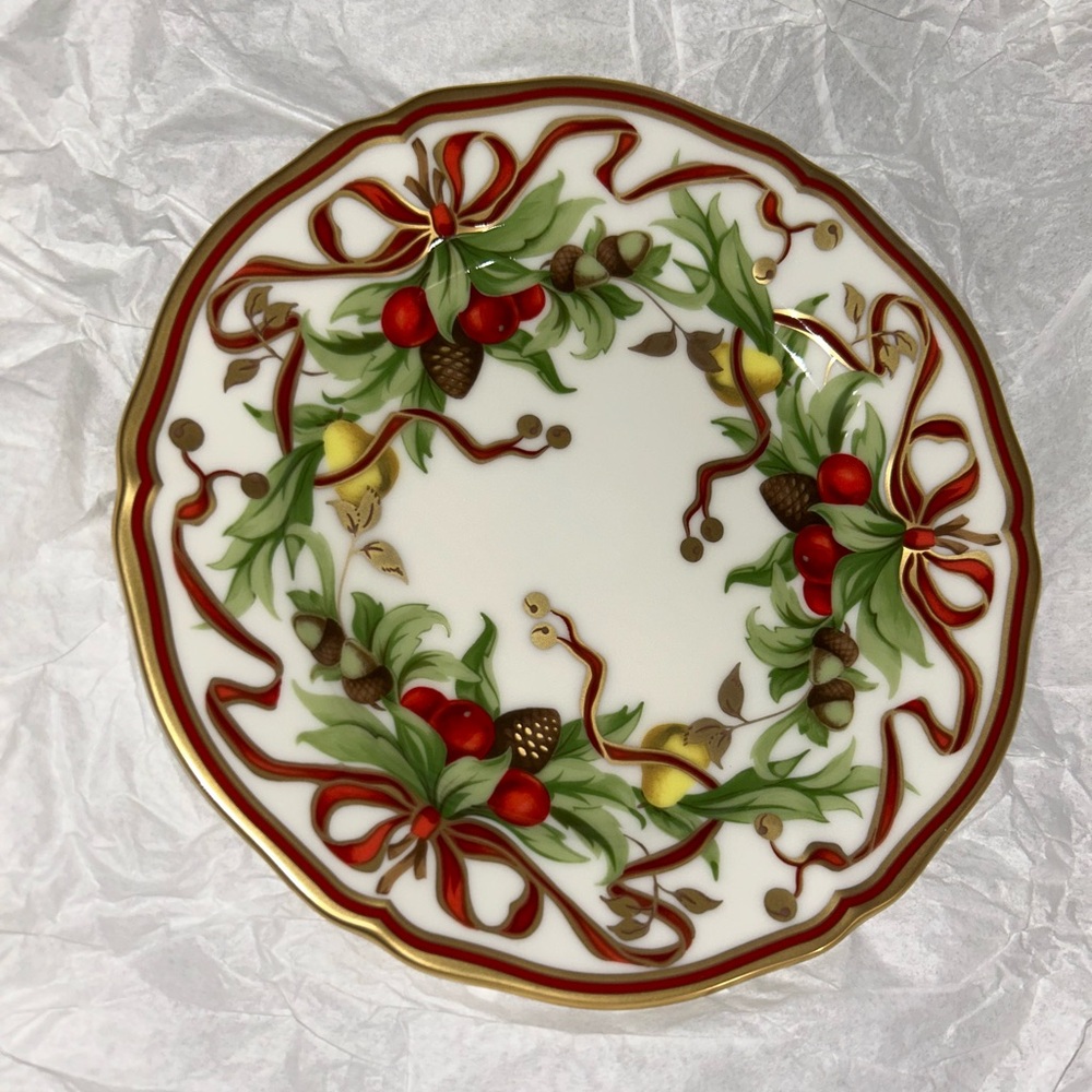 Tiffany & Co Christmas China Salad Plate 7.5” diameter